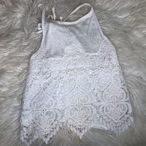 White Lace Crop Top